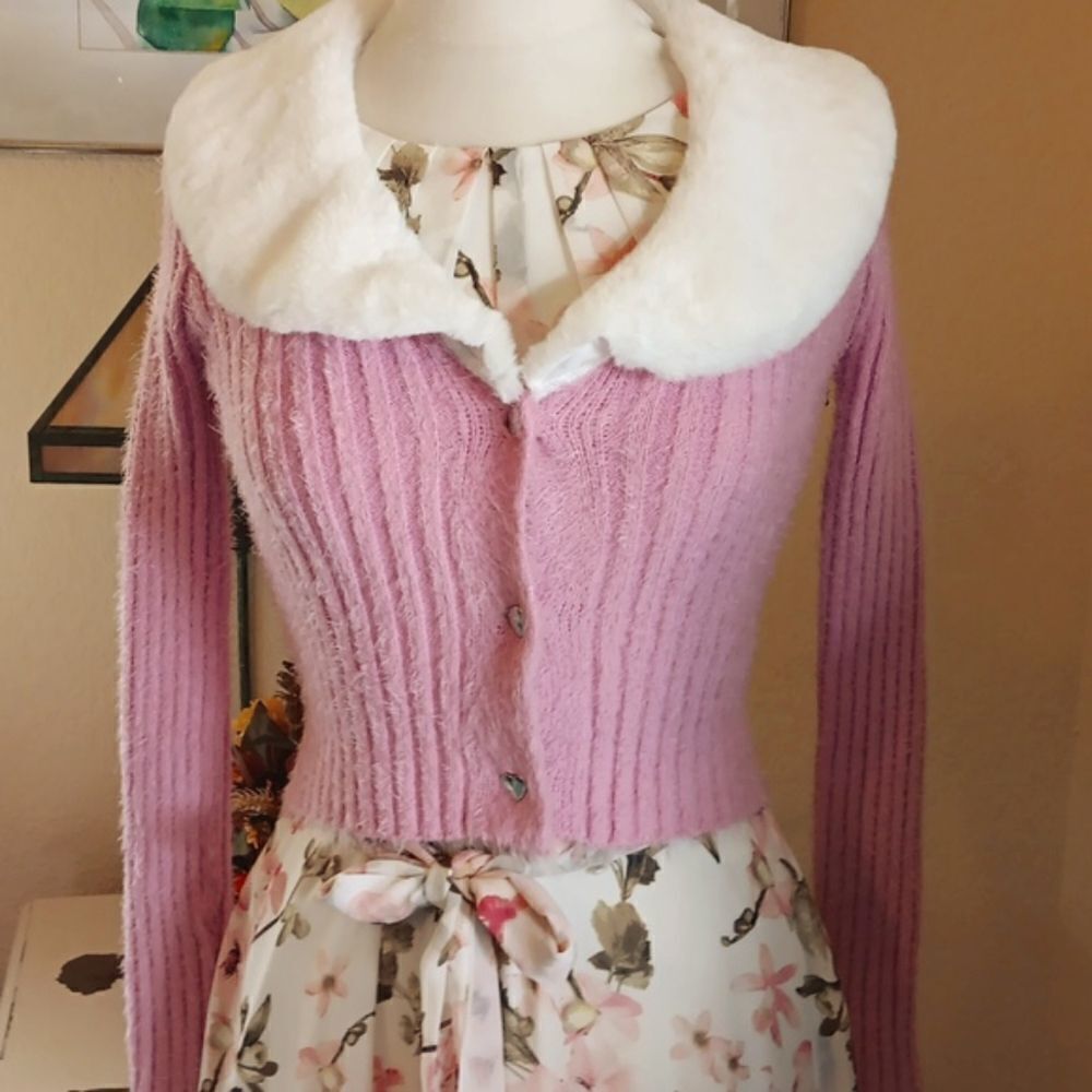 Baby Phat x Forever 21 Fuzzy Cardigan Sweater Barbiecore